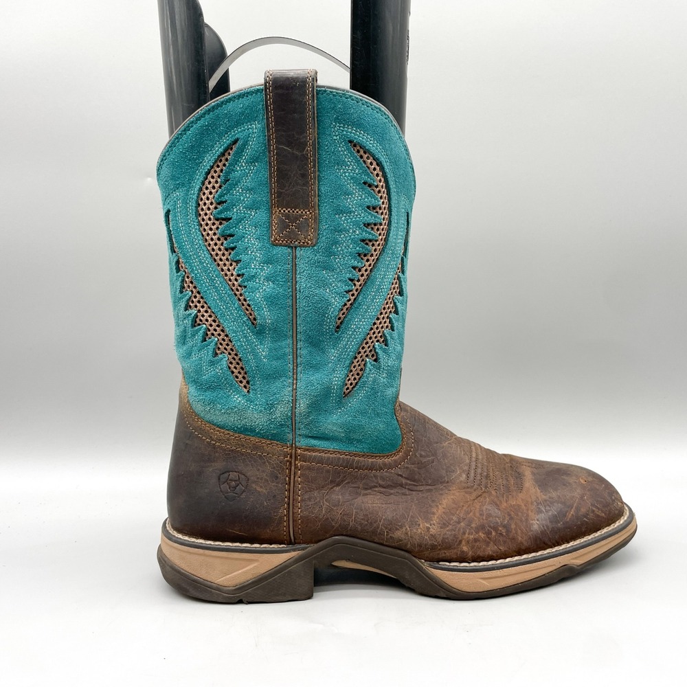 Ariat Mens 10B Anthem VentTEK Western Cowboy Boot Brown Turquoise Leather Rustic
